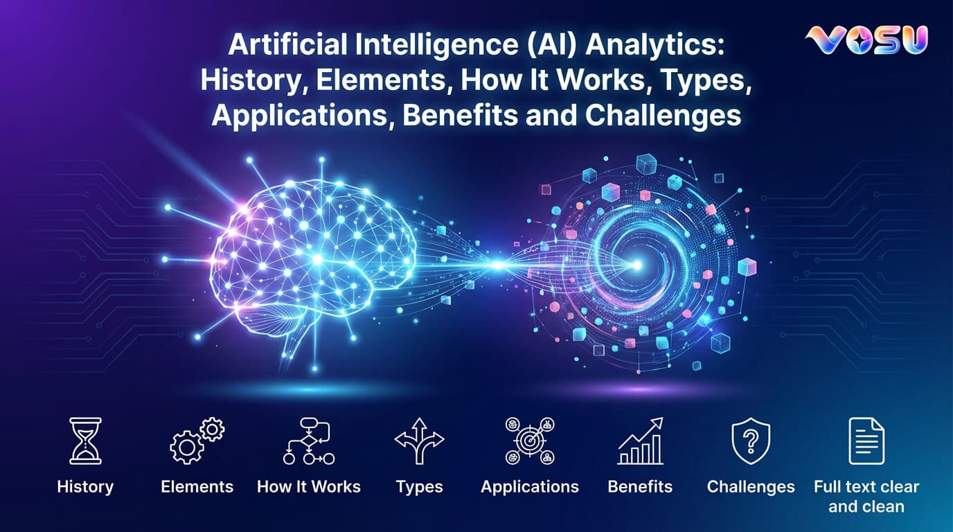 Artificial Intelligence (AI) Analytics: History, Elements, How It Works, Types, Applications, Benefits and Challenges