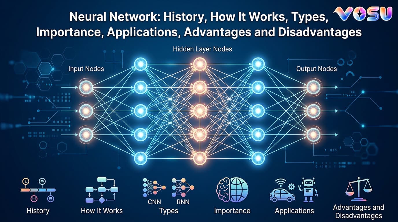 Neural Network: History, How It Works, Types, Importance, Applications, Advantages and Disadvantages